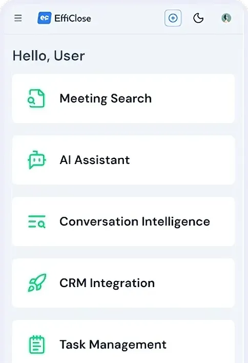 Efficlose meeting transcription interface for mobile devices