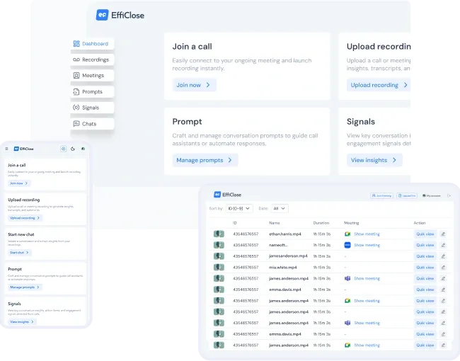 EffiClose CRM integration dashboard